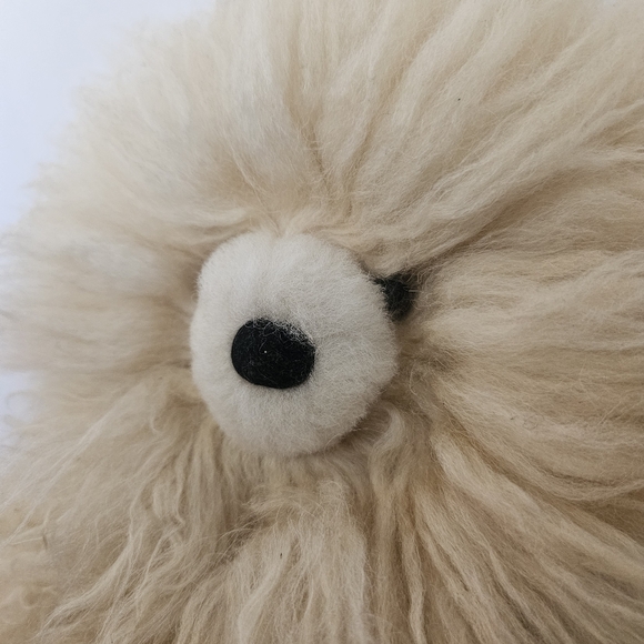 Alpaca Fur Light Tan/ Cream Teddy Bear Alpaca Wool Fleece Hair Plush Bear - Picture 3 of 11